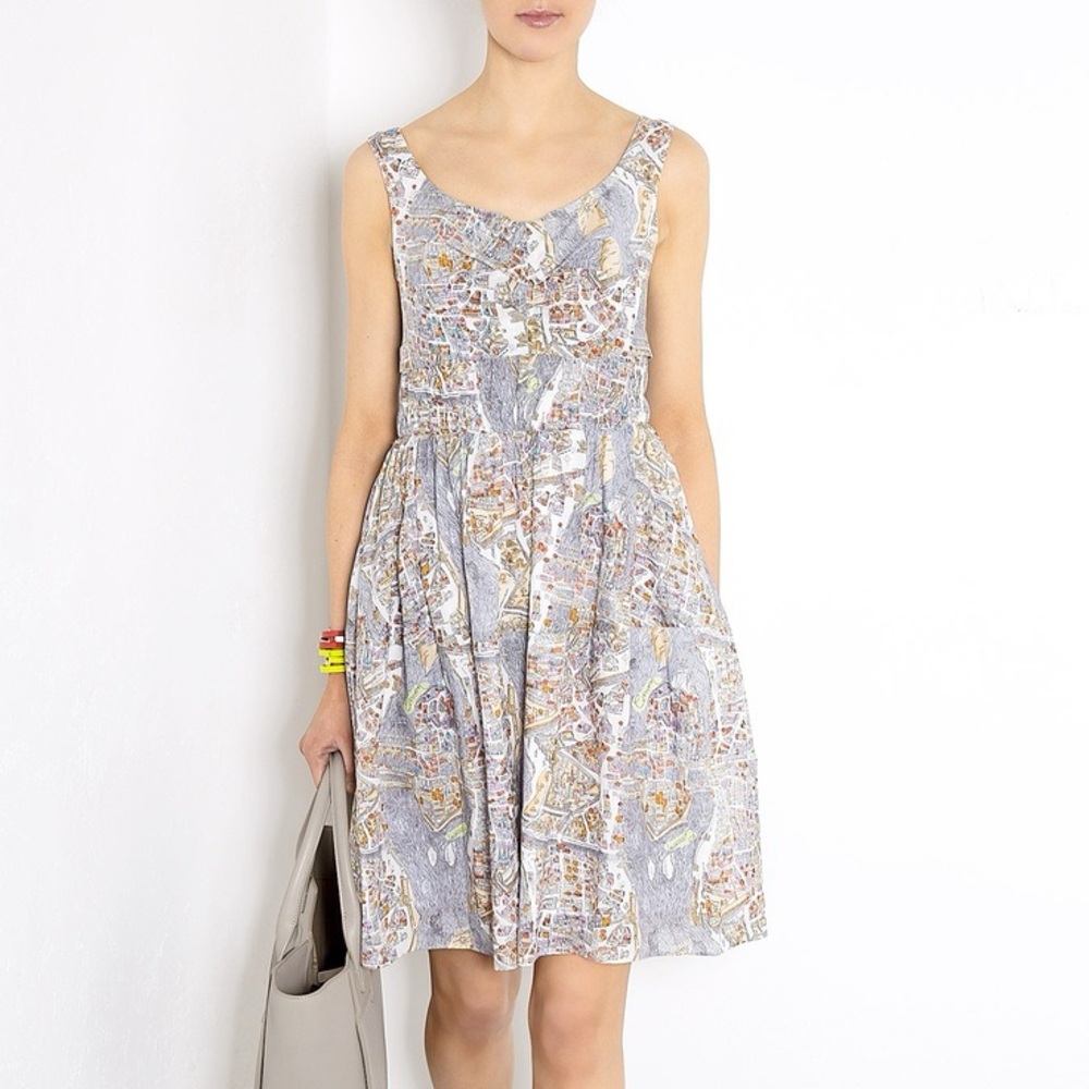 Carven Paris map print mini dress